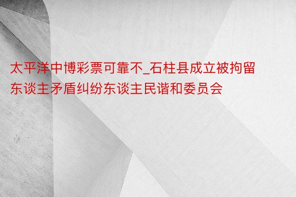 太平洋中博彩票可靠不_石柱县成立被拘留东谈主矛盾纠纷东谈主民谐和委员会