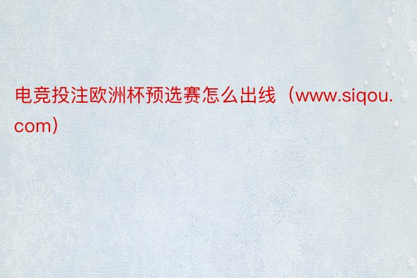 电竞投注欧洲杯预选赛怎么出线（www.siqou.com）