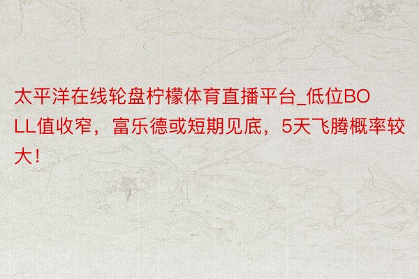 太平洋在线轮盘柠檬体育直播平台_低位BOLL值收窄，富乐德或短期见底，5天飞腾概率较大！