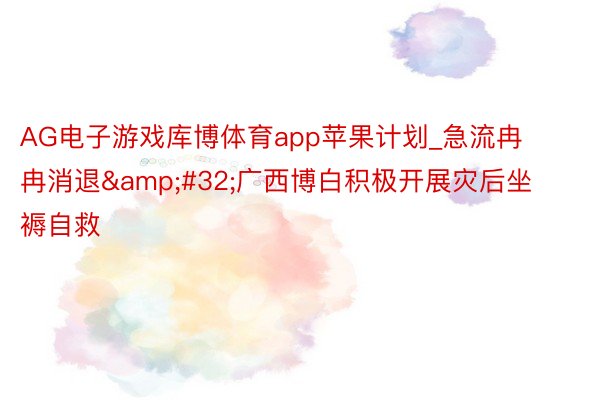 AG电子游戏库博体育app苹果计划_急流冉冉消退&#32;广西博白积极开展灾后坐褥自救