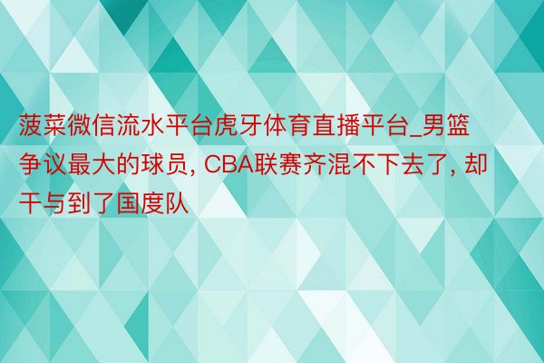 菠菜微信流水平台虎牙体育直播平台_男篮争议最大的球员, CBA联赛齐混不下去了, 却干与到了国度队